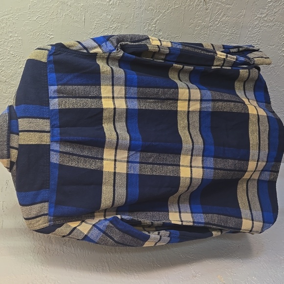 Levi's Blue Plaid Shirt Large Flannel Long Sleeve Cabincore Winter Cozy Fall - Picture 6 of 7